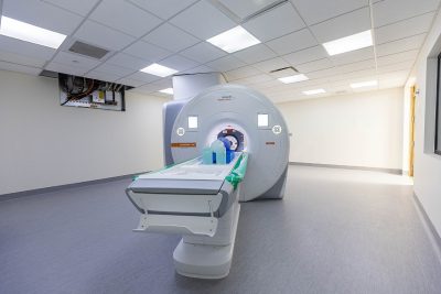 New MRI machine in an empty room.